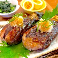 丸ごと茄子の挟み焼き