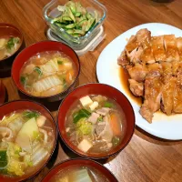 鶏もも照り焼き　肉ありけんちん汁　きゅうり玉ねぎのおかか和え|m aさん