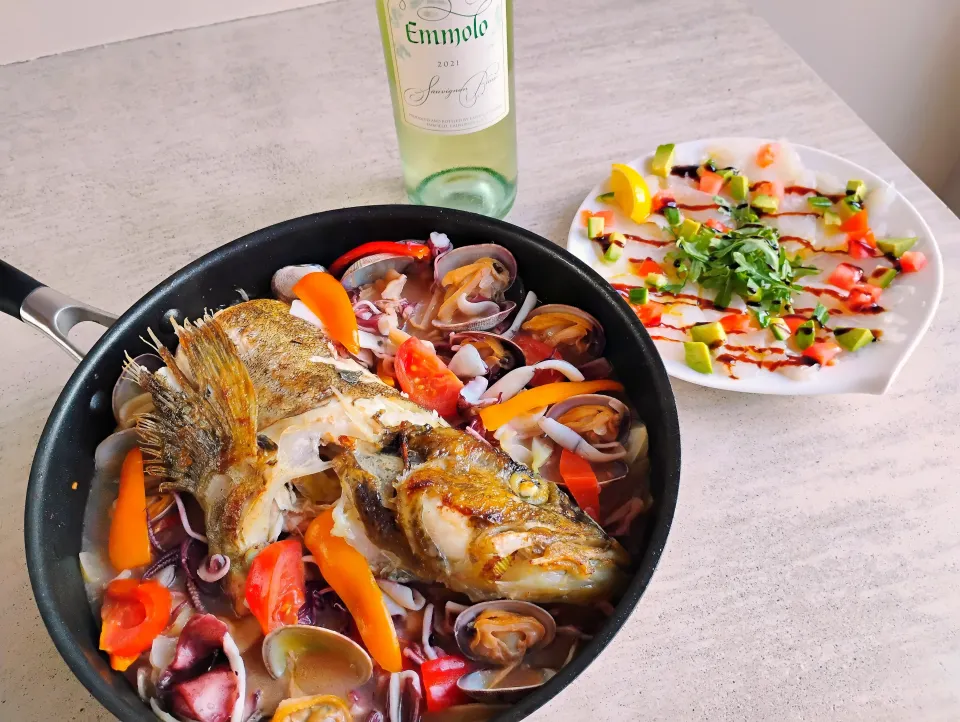 リングコッドのアクアパッツァとロックフィッシュのカルパッチョ|samiさん