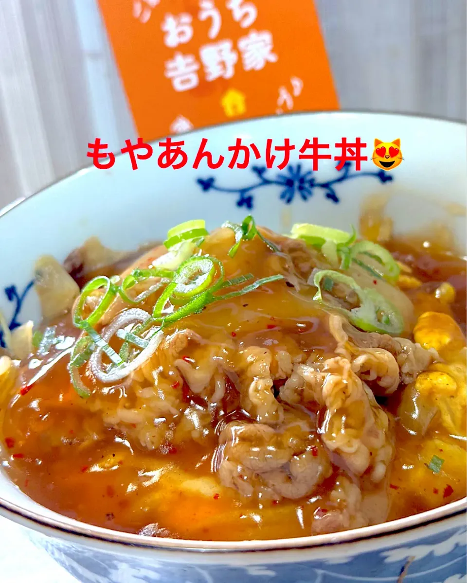 もやあんかけ牛丼ランチ🍷😊|🐧ペンギン2さん