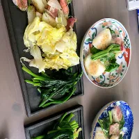 アンチョビキャベツ　ほうれん草バター　しゃがベーコン|みーさん