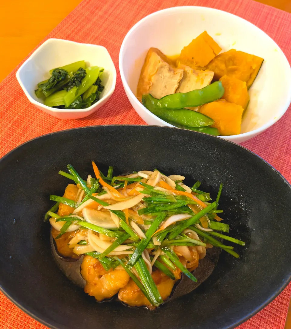 ☆鶏むね肉の南蛮漬　☆かぼちゃと厚揚げの煮物　☆野沢菜漬|chikakoさん