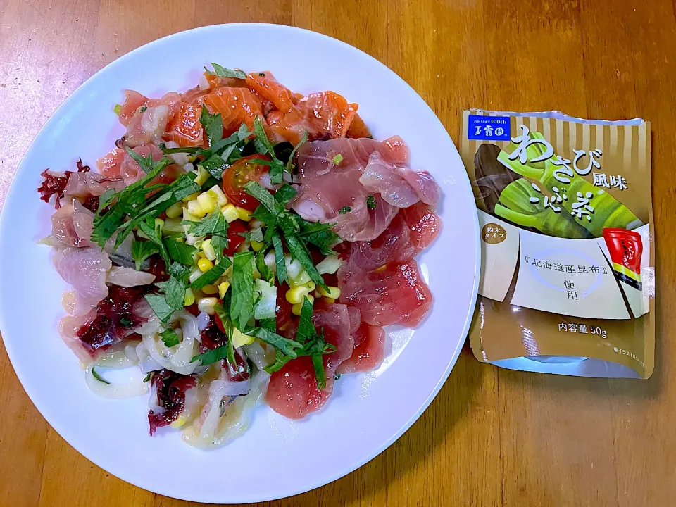 わさび風味こんぶ茶deカルパッチョ|リッキーさん