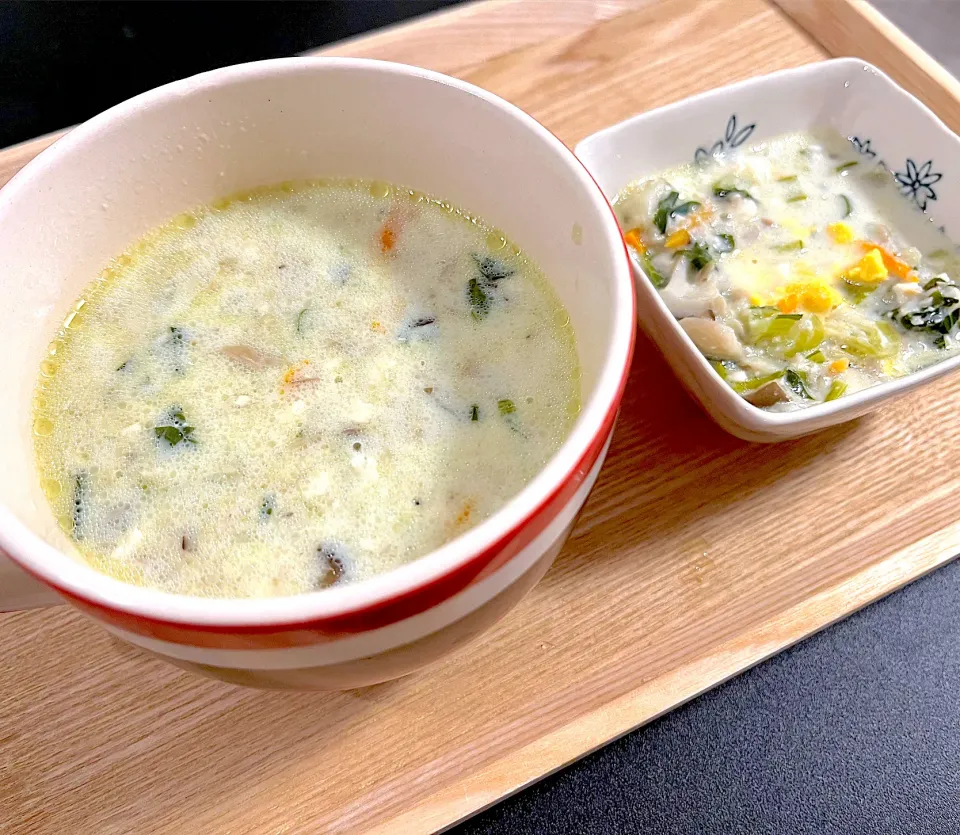 きのこと小松菜のミルクスープ|茶茶茶さん