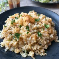 【食卓を紡ぐおたより便】発酵焼肉のタレ de 元気シリーズ❣️ガーリックライス
