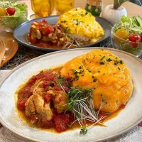 トロたまオムライスとトマト煮込み| ラゴさん。さん