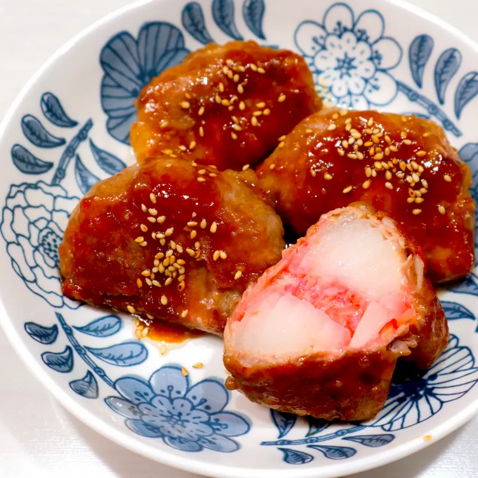 新玉ねぎと紅生姜チーズの肉巻き|まゆさん