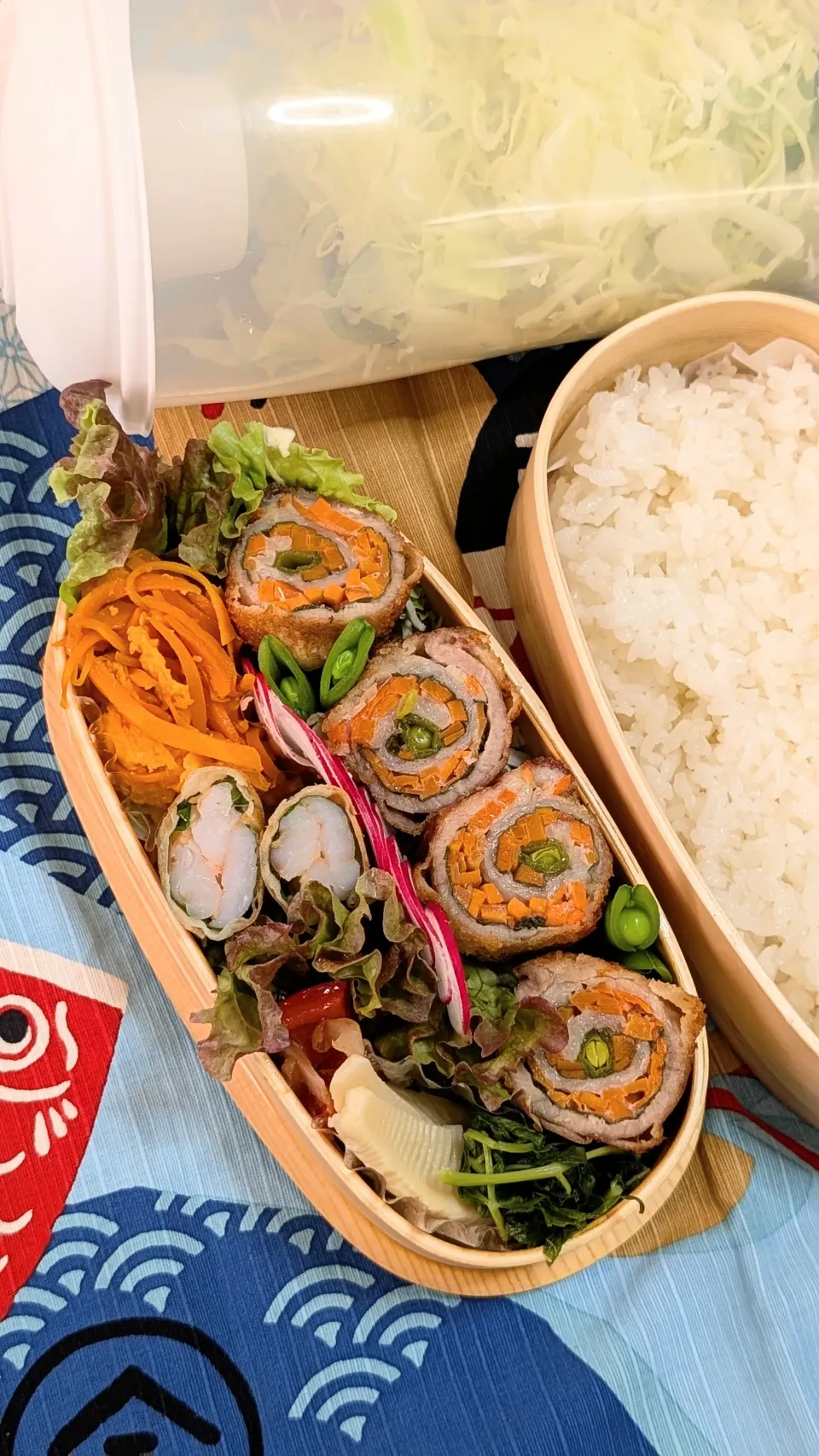 本日のお弁当〜豚バラのくるくるとんかつ弁当|f.1125beさん