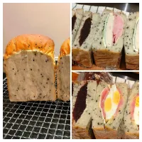 黒ごま食パン割ったところ&サンドイッチ|みりさん