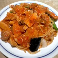 豚バラ肉とナスのトマト煮込み🐽🍅🍝|buhizouさん