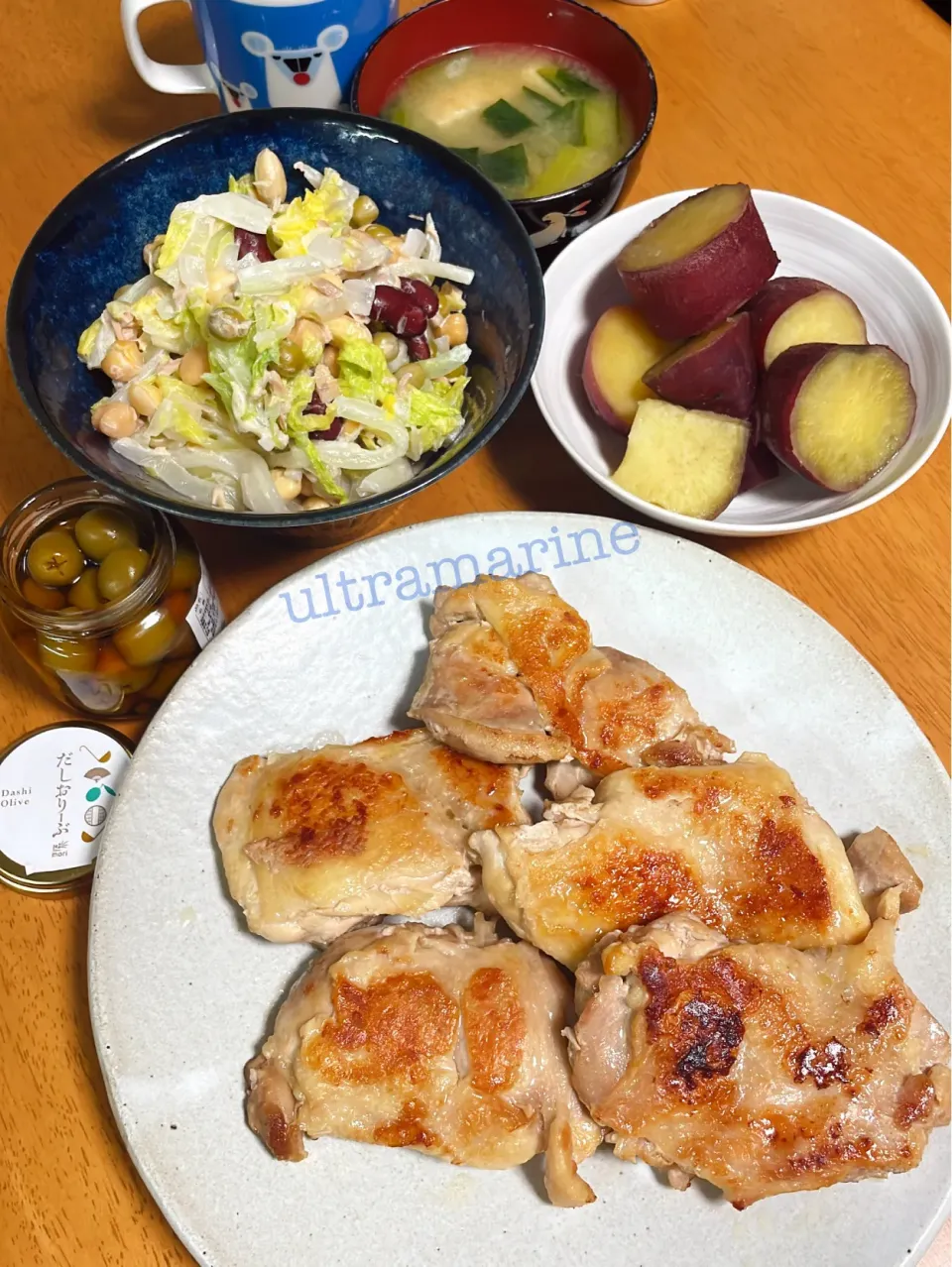 ＊チキングリルとさつまいも、お豆のサラダ♪＊|ultramarineさん