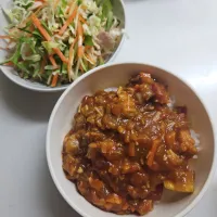 ☆夕飯☆無水カレー、サラダ|ｼｮｺﾗさん