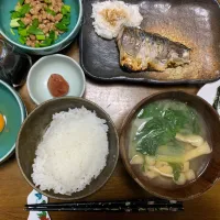 夕食　焼きサバ、納豆定食|ATさん