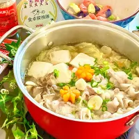 塩にんにくしょうが鍋🍲|あやめもちもちさん