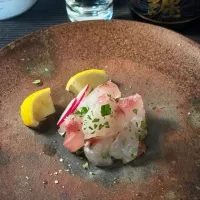 七海さんの料理 鯛の刺身 木の芽塩