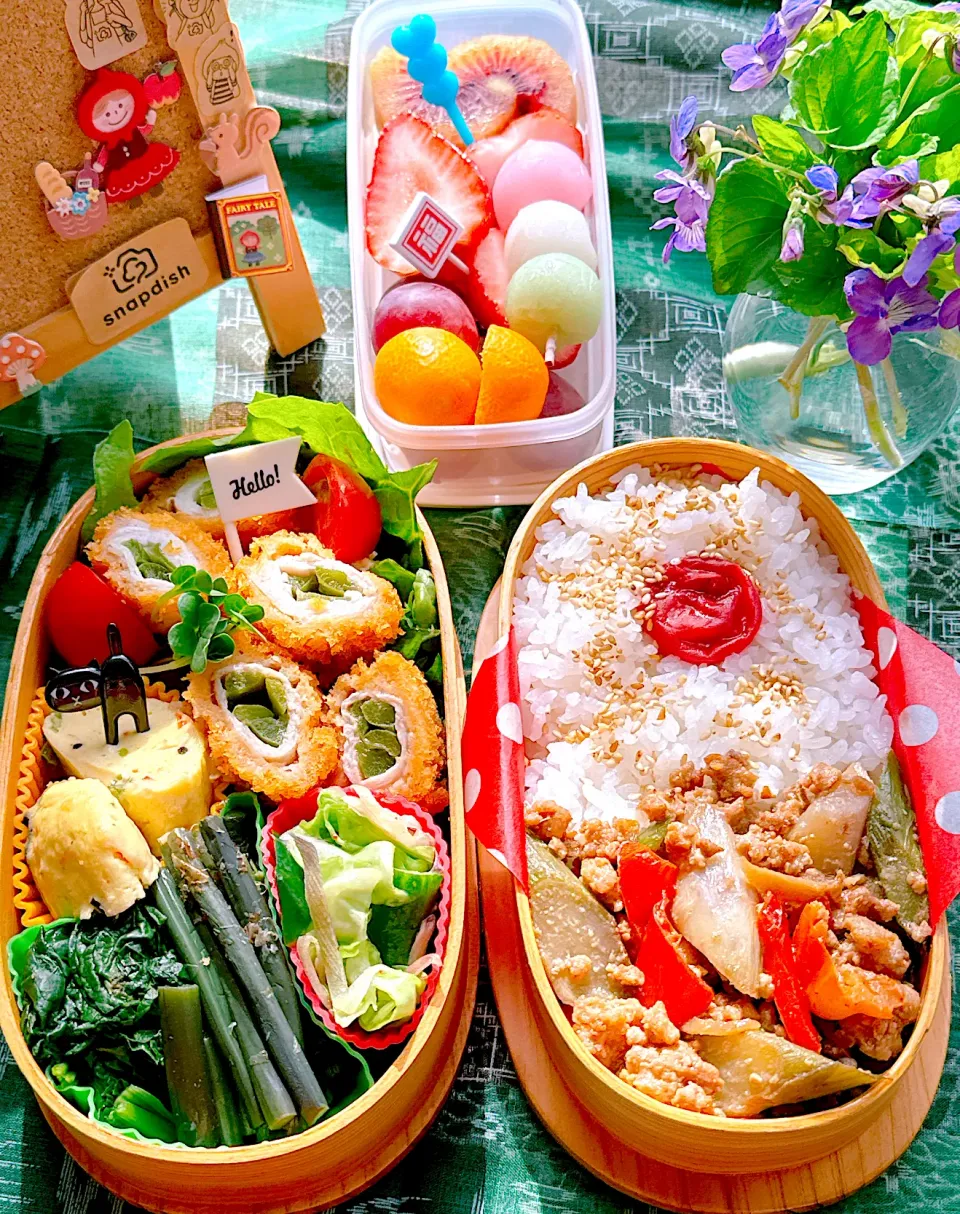 2025/05/14 山独活肉味噌炒めとピーマン肉巻きフライのお弁当|Blueberry🫐さん