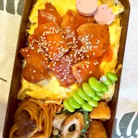 オムライス豚ロースエビチリ風のせ|さーちゃんさん