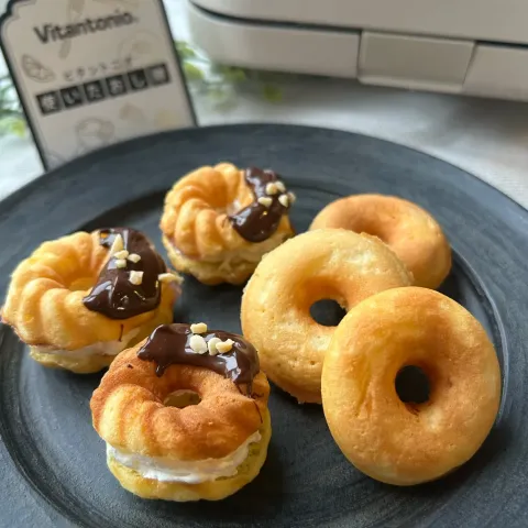 「ワッフル＆ホットサンドベーカー（VWH-600）」を使ってみたSnapdishの料理・レシピ写真:【ビタントニオ使いたおし隊💛ワッフル&ホットサンドベーカー】ドーナツプレート de フレンチクルーラー