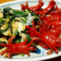 半額58円のニラで又ニラ卵に赤ウィンナーのカニ🦀の沼|🐈⸒⸒⸒⸒つるのダンス🐈🐾さん