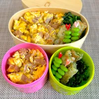 スパム弁当。娘弁当。