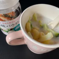 塩糀パウダーのミルクマカロニスープ|そらまめさん