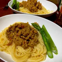 タケノコ入りドライカレーでパスタ|つるひめさん