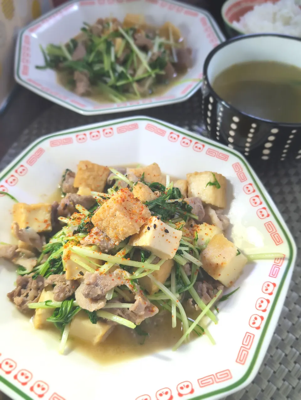 水菜と豚肉と厚揚げのさっと煮|テケテケさん