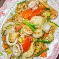 Stir-fried 8 Veggies & Seafood w/ Glass Noodles (ผัดโป๊ยเซียน) 🥢🤤|An'leeさん