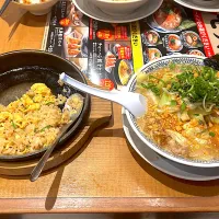 丸源らーめん 熟成醤油野菜肉そば チャーハン