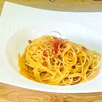 米油とガーリックチップのペペロンチーノ|じいちゃんさん