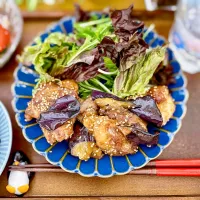 揚げない鶏からとなすの甘酢ごまだれ|ハマーさん