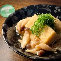💫揚げ出し高野豆腐 きのこあんに大葉を添えて|biskesさん