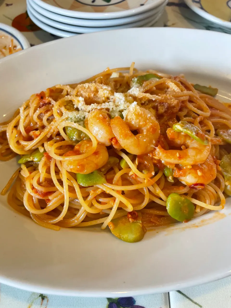 エビと空豆のトマトクリームパスタ「パッパパスタ」|Miyukiさん