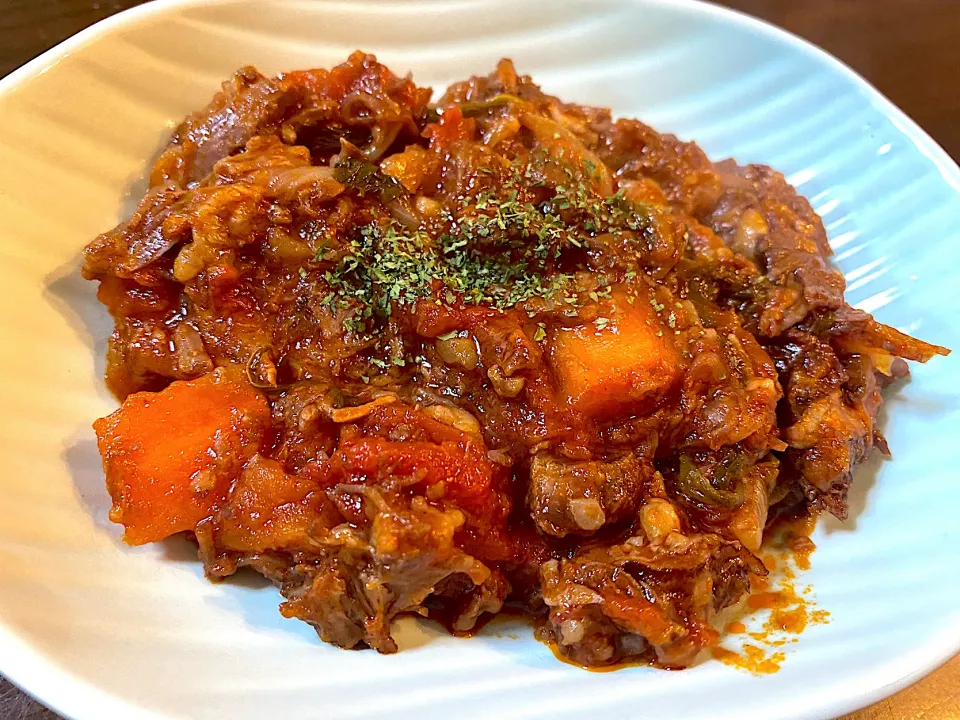 牛すじ肉のトマト煮込み|単身赴任のっちさん