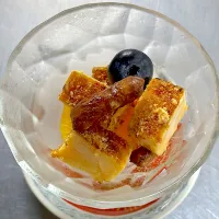 珈琲かりんとうのカタラーナと口直しにオレンジとブルーベリーを盛り合わせて|hotsusan30さん