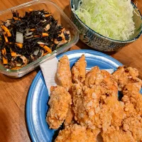 鶏むねから　ひじき煮　キャベツ|m aさん