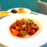 Sweet and sour chicken with rice|skyblueさん