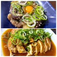 【時短おつまみ】冷製なすのユッケ&鶏むね肉の炊飯器炊き|単身赴任のっちさん