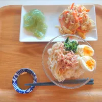 今日の夕食　ツナそうめん、切り干し大根煮物、刺身こんにゃく|pinknari🐰🌈さん