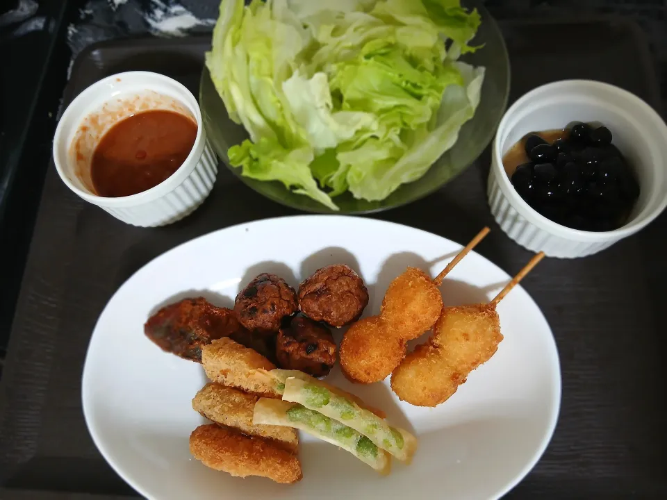 揚げ物でランチ.+:｡ ヾ(◎´∀｀◎)ﾉ ｡:+.|ぽんすけさん