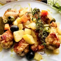 ハーブが決めて❣️鶏肉の白いカッチャトーラ🇮🇹