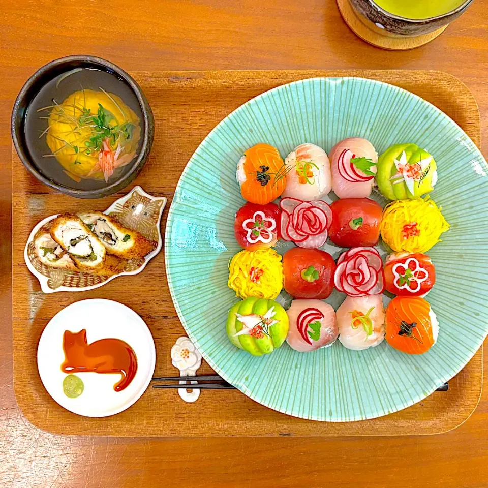 盛り付けで遊ぶ手まり寿司|すずさん