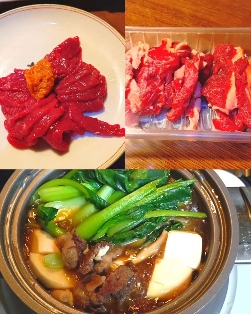 会津名産馬刺しと馬肉のすき焼き〜😋|quita (喜田)さん