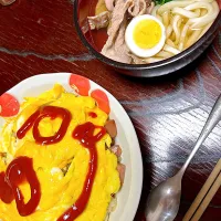 オムライスとおうどんな朝ごはん。どんだけ💦| ちーさん