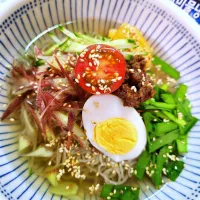 @きなこさんの料理 🔷うどんスープ味玉🐣🔷→→🔷暑い日は🇰🇷韓国冷麺🔷