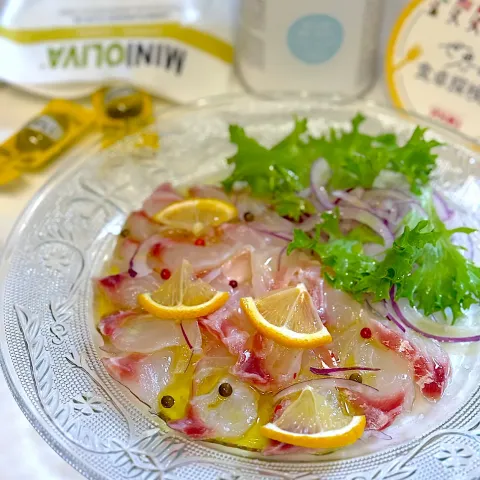 「ミニエクストラバージン　オリーブオイル」を使ってみたSnapdishの料理・レシピ写真:『世界の食卓探検隊』真鯛のカルパッチョ🇮🇹