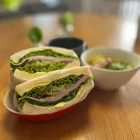 5/18の朝食　サンドイッチと野菜スープ|yoneさん