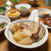 5/18の夕食　鶏手羽と大根の煮物