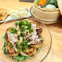 冷しゃぶ、蒸し野菜、長芋漬け|もやぴさん