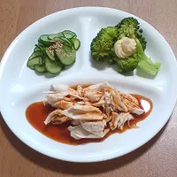 きゅうりの酢の物、ブロッコリー、ササミの焼き肉のタレ和え|ナナさん